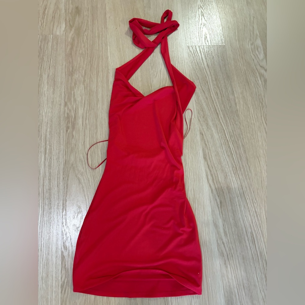 Garage deep plunge cowl neck mini dress (Xs) - Red - Picture 5 of 10
